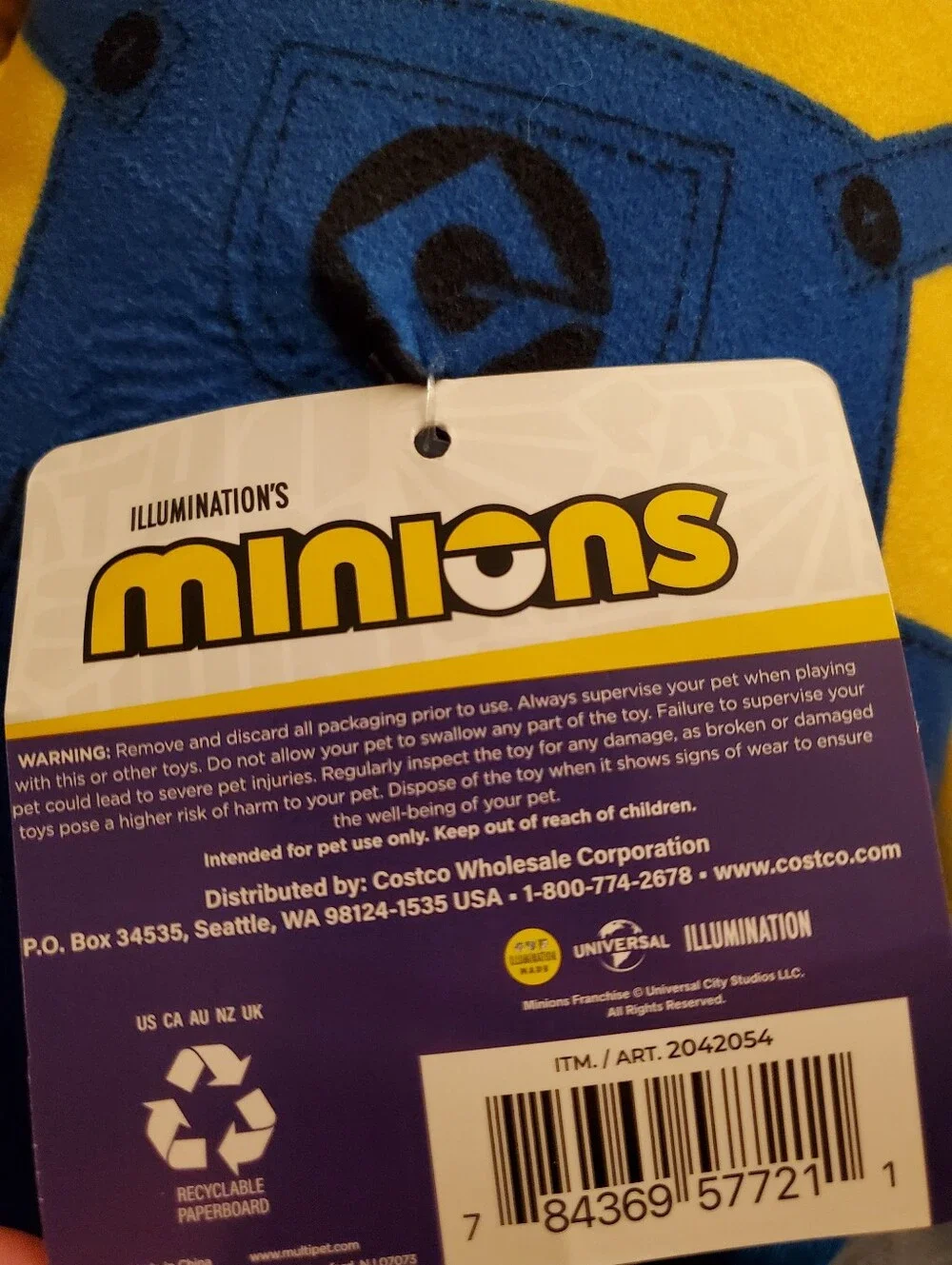 Minions Plush & Rope Dog Toy, Crinkle Squeaky, Plush Toy, Stuart Bob And Kevin